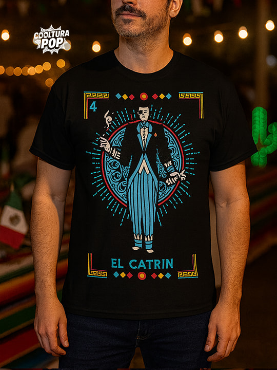 Playera Negra “El Catrín” – Inspiración Lotería Mexicana