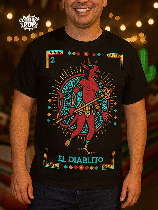Playera Negra “El Diablito” – Inspiración Lotería Mexicana