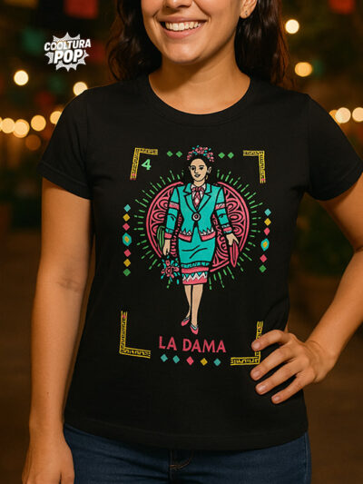 Playera Negra “La Dama” – Inspiración Lotería Mexicana